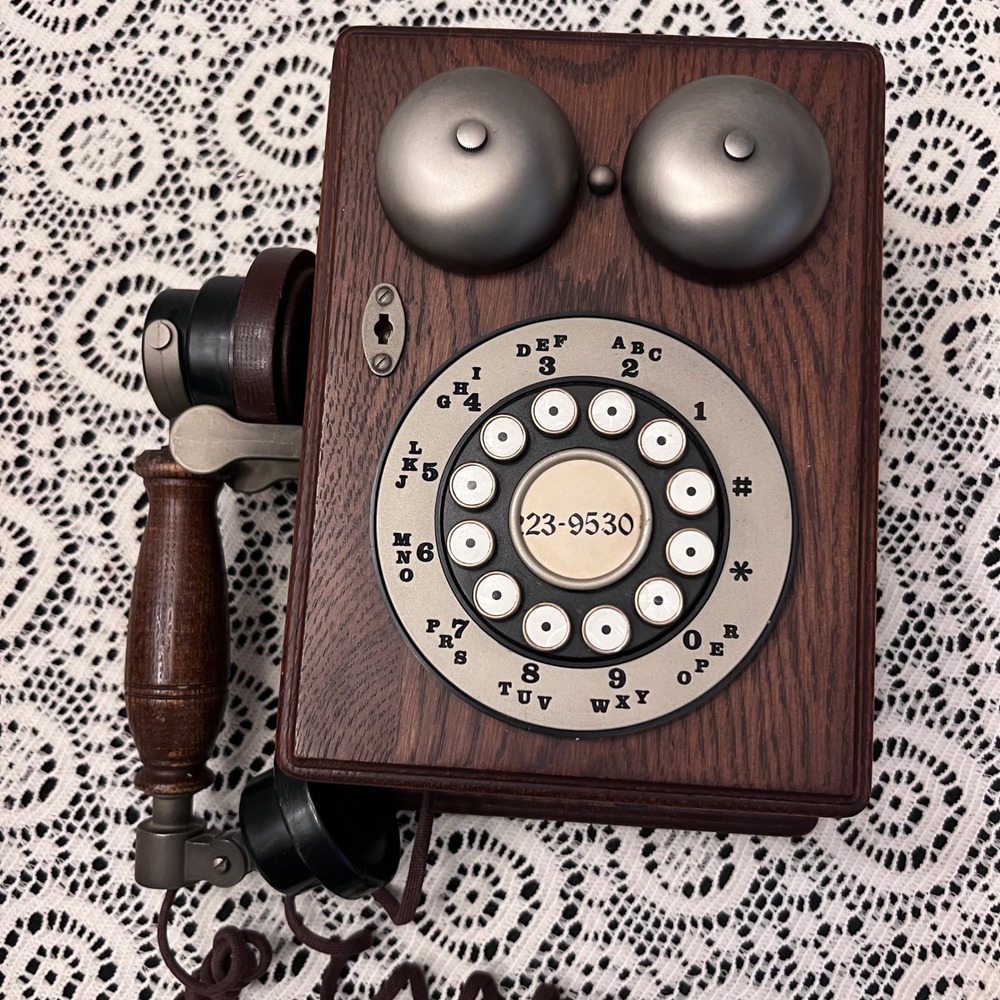Vintage Western Electric Wood Wall Phone | WORKS | Push-Button Twin Bells | 80s